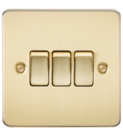 Knightsbridge Flat Plate 10AX 3G 2-way Switch (Brushed Brass)